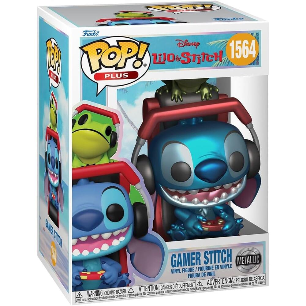 Funko Pop! Plus: Lilo & Stitch - Gamer Stitch (Metallic) # 1564 With Protector